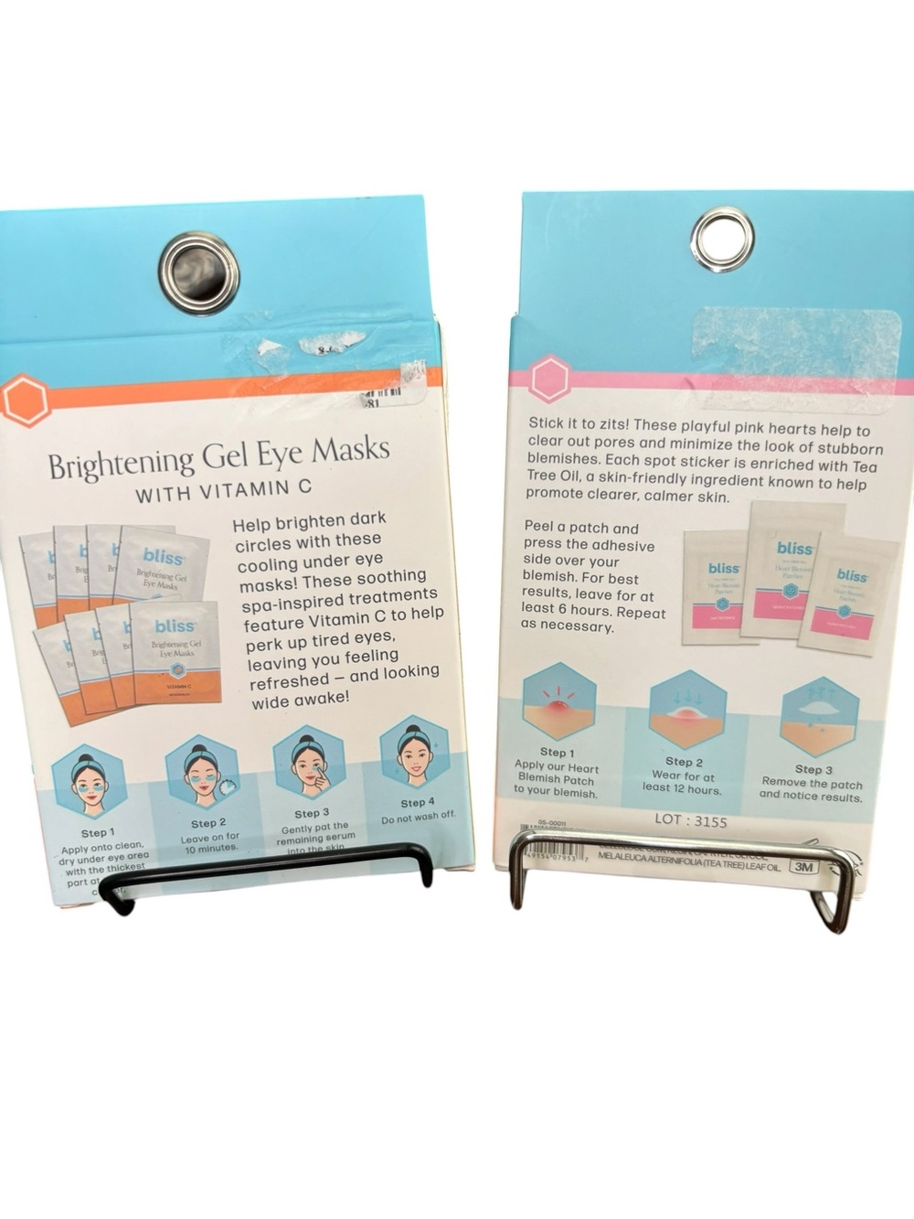Bliss Brightening Gel Eye Masks & Heart Blemish Patches with cosmetic pouch - Picture 3 of 4